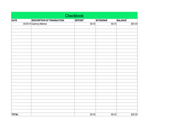 checkbook template excel