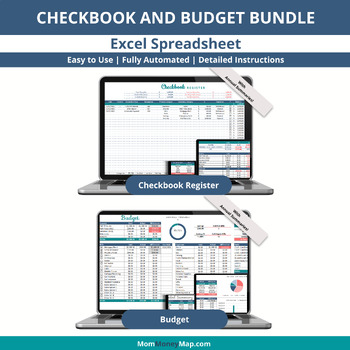 Preview of Checkbook and Monthly Budget with Annual Summaries Bundle Excel Spreadsheet