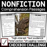 Nonfiction Reading Comprehension Passages | Text Evidence