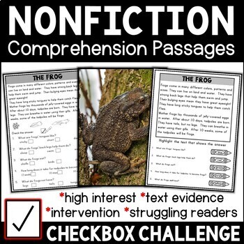 Preview of Nonfiction Reading Comprehension Passages | Text Evidence