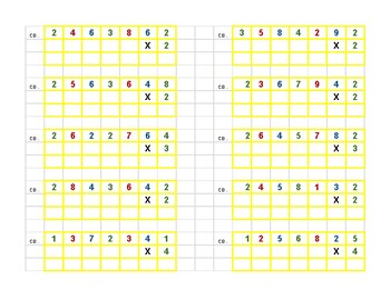 Preview of Checkerboard 1 Digit Multiplier - Montessori Math Tickets