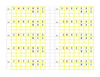 Preview of Checkerboard 2 Digit Multiplier - Montessori Math Tickets