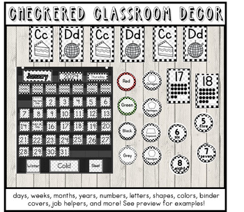 Preview of Checkered Classroom decor, Cool checks circle time complete classroom