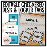 Checkered Desk Tags & Locker Tags - Editable Text