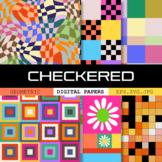 Checkered Geometric Vector Paper Patterns