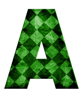 Checkered Grunge Alphabet Pngs - Green by Creative Decor and More