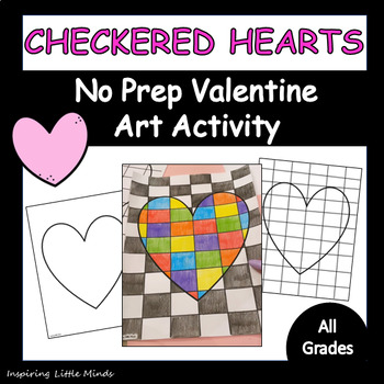Preview of Checkered Heart Valentine Art | No Prep Art Activity