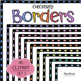 Checkered Page Borders, 40 Hand Drawn Doodle Frames Clipar