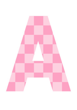 Preview of Checkered Pink Printable Bulletin Board Letters Numbers Printable A-Z 0-9 Decor