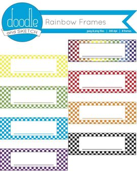 Header Checkered Frames {Rainbow Variety} by Doodle and Sketch | TPT