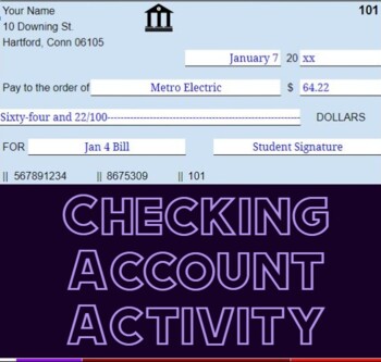 Preview of Checking Activity / Project w/ Video Instr. Personal Finance / Banking