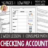 Checking Account Lesson Consumer Math Life Skills Special 