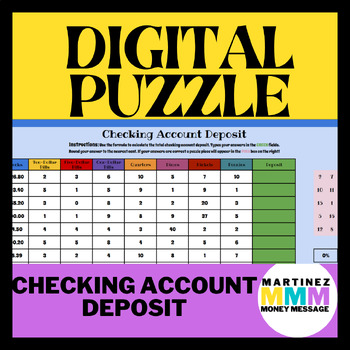 Preview of Checking Account Deposit Digital Self Grading Puzzle Plus Printable