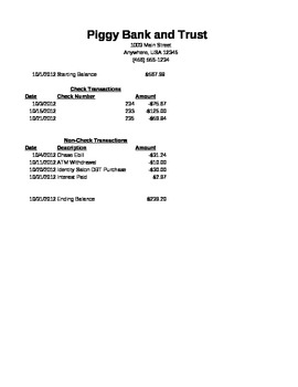 Preview of Checking Accounts PowerPoint Excel File for Example Slides 46 and 47