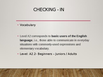 Preview of Checking -In / Vocabulary / Level: A2.2 / Beginners / EFL / ESL/ 37 PPT