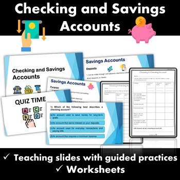 Preview of Checking and Savings Account Teaching Slides and Assessment Activities
