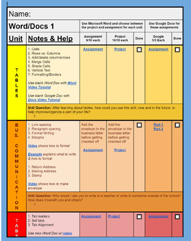 Preview of Checklist 1 - Microsoft Word and Google Docs