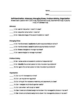 Preview of Executive Functioning Checklist