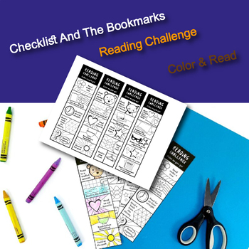 Preview of Checklist And The Bookmarks For Reading Challenge, Color & Read