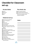 Checklist for Classroom Set-up