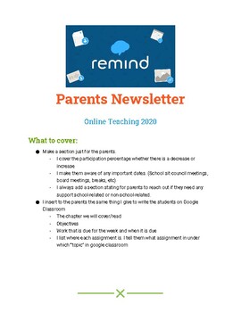 Preview of Checklist for Parent newsletter