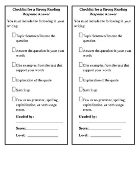 Checklist/Rubric for RACE Writing Strategy by Grade5Queen | TpT