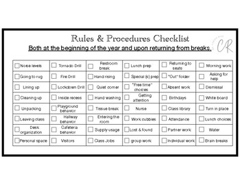 Preview of Checklist of Rules and Procedures