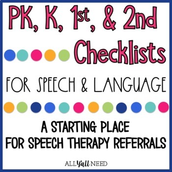 Preview of Checklists for Speech Therapy Referrals: PK, K, 1, and 2 Bundle