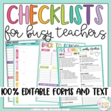 Checklists for Teachers Teacher Lesson Planner Printables | Editable Checklist