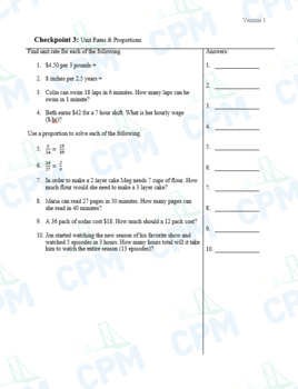 Preview of Checkpoint 3 Quiz (3 versions) - Common Core (8th Grade Standards)
