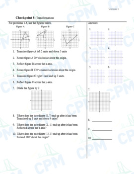 Preview of Checkpoint 8 Quiz (3 versions) - Common Core (8th Grade Standards)