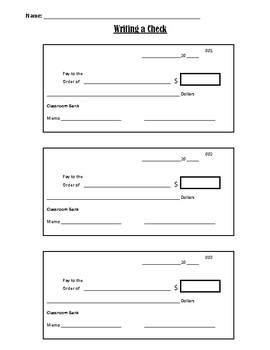 Preview of Writing a Check Template