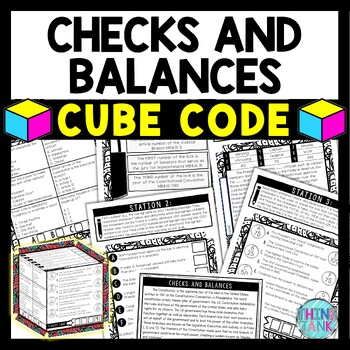 Preview of Checks and Balances Cube Stations - Reading Comprehension Activity - 3 Branches