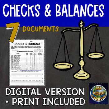 Preview of Checks and Balances DBQ or primary source activity