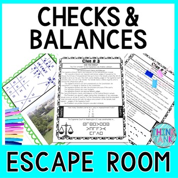 Preview of Checks and Balances ESCAPE ROOM Activity - Reading Comprehension - Government