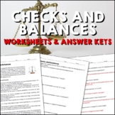 Checks and Balances US Government Reading Worksheets and A