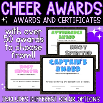 Preview of Cheer Awards and Participation Certificates for Cheerleading Coaches