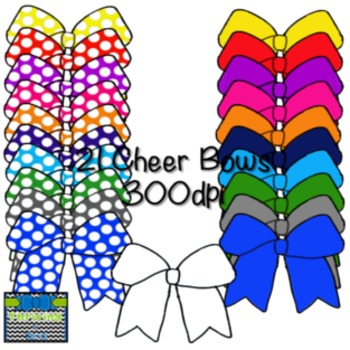 Preview of Cheer Bow Clipart {Solid and Polka Dotted}