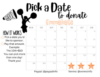 Editable Dancer Calendar Fundraiser Template Pick a Date to 