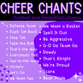 Preview of Cheer Chants for Football and Basketball Cheerleading