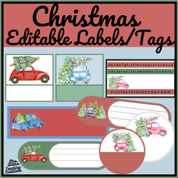 Preview of Cheerful Christmas Editable Labels, Desk Tags & Name Tags and Classroom Decor