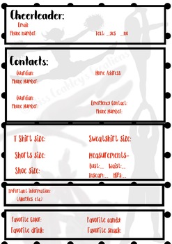 Preview of Cheerleader Information Sheet