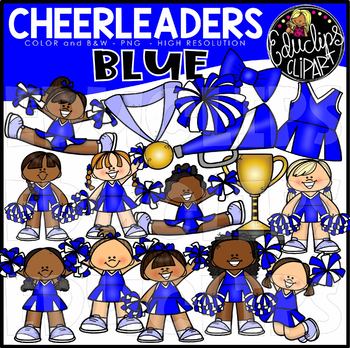 Preview of Cheerleaders Clip Art Set - BLUE {Educlips Clipart}