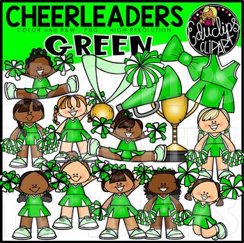 Preview of Cheerleaders Clip Art Set - GREEN {Educlips Clipart}