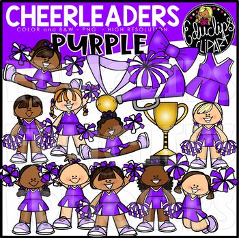Preview of Cheerleaders Clip Art Set - PURPLE {Educlips Clipart}