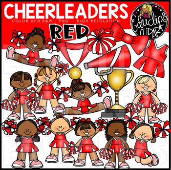 Preview of Cheerleaders Clip Art Set - RED {Educlips Clipart}