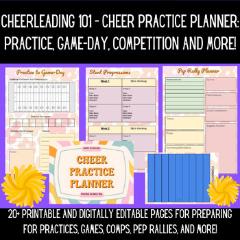 Preview of Cheerleading 101 - Cheer Practice Planner: Practice, Game Day, Comps, and More!