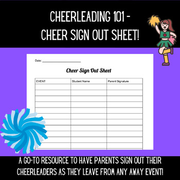 Preview of Cheerleading 101 - Event Signout Sheet!