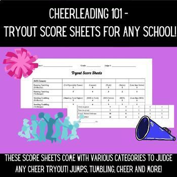 Preview of Cheerleading 101 - Tryout Score Sheets for ANY School!