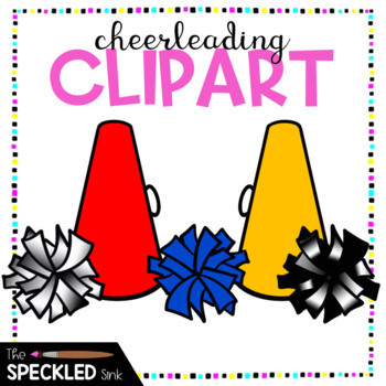 Preview of Cheerleading Clip Art. Pom Poms and Megaphone clipart set.